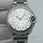 NEW! Swiss Grade Cartier Ballon Bleu Quartz 36mm watch Diamond-set Stainless steel